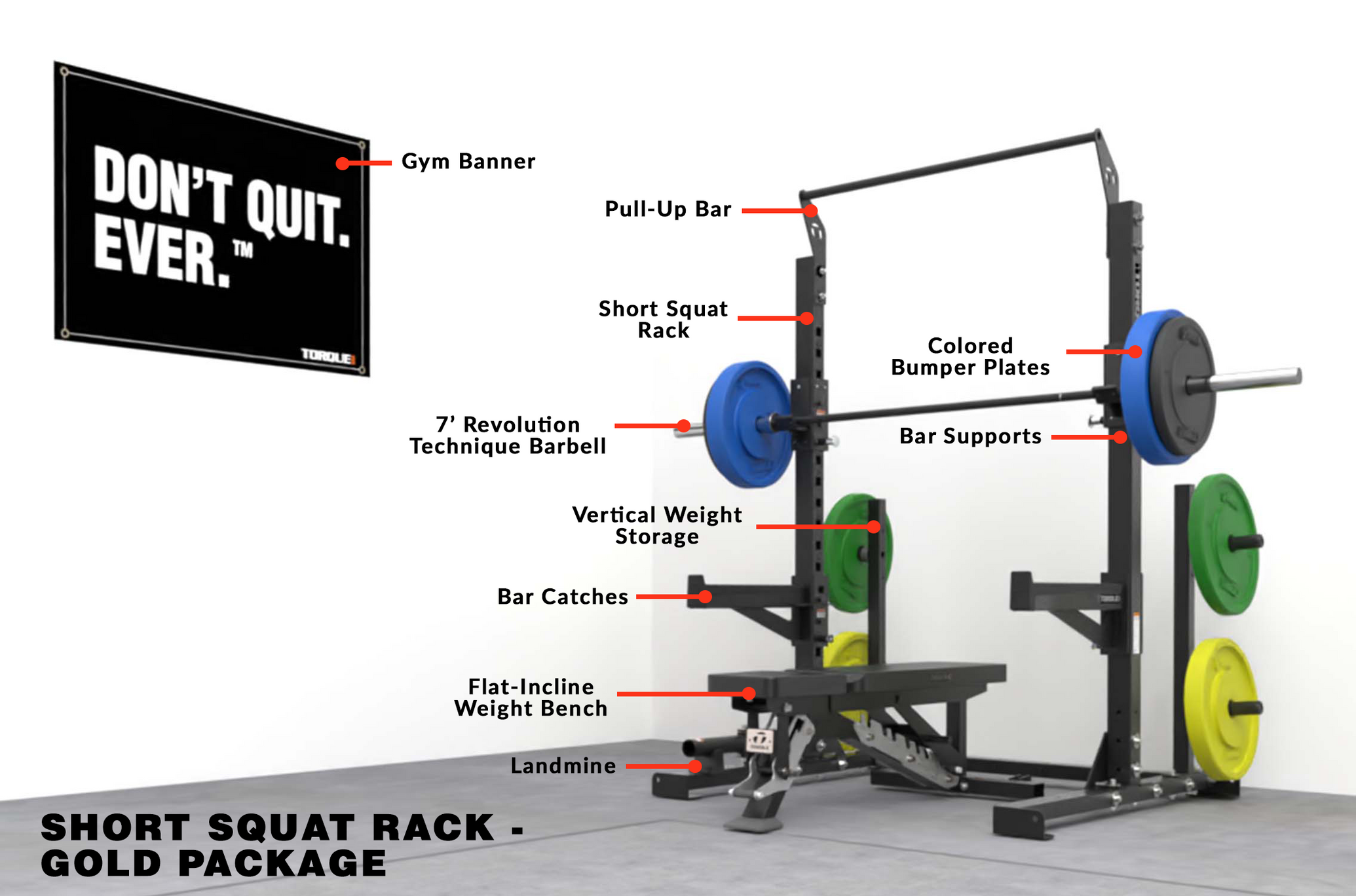 Short Squat Rack - Gold Home Gym Package